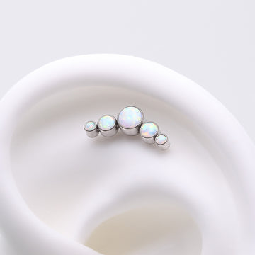 Detail View 1 of Implant Grade Titanium OneFit Threadless Journey Fire Opal Curve Top Part-White Opal